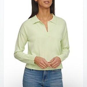Calvin Klein | Collared Fine Knit Sweater | Medium | Mint Green
